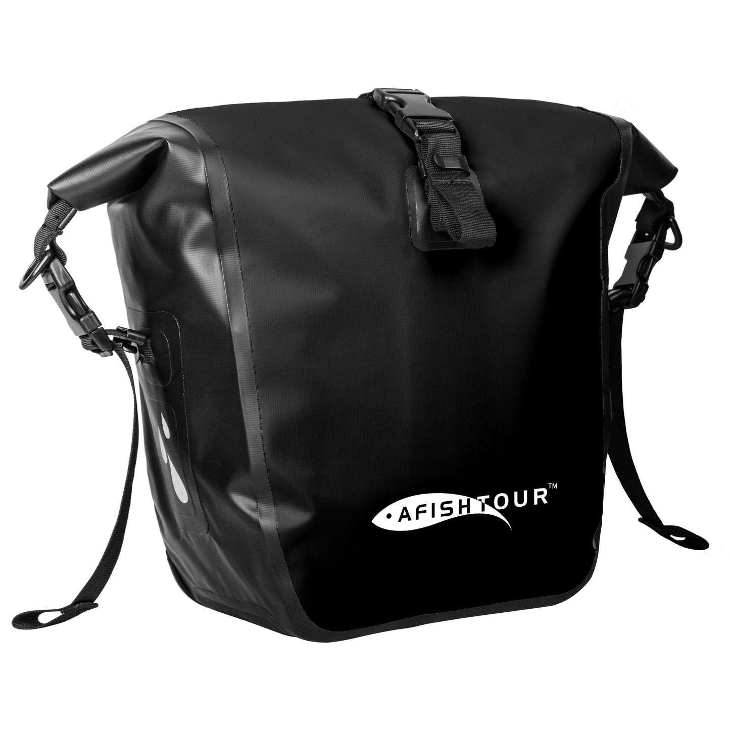 AFISHTOUR Waterproof Bike Panniers  - 15L Saddle Bags for Bicycles Rear Rack - Bike Bag for Grocery, Laptop (Black)