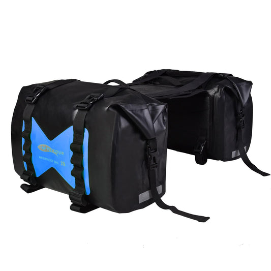 AFISHTOUR Waterproof Motorcycle Saddlebags - 50L Motorcycle Luggage Bags for Motorbike Travel - Motorcycle Panniers - Detachable Bag for Scooter, Honda, Suzuki, Yamaha (Bule, 2 Pack)