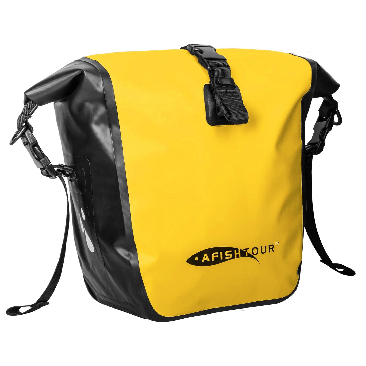 AFISHTOUR Waterproof Bike Panniers  - 15L Saddle Bags for Bicycles Rear Rack - Bike Bag for Grocery, Laptop (Yellow)