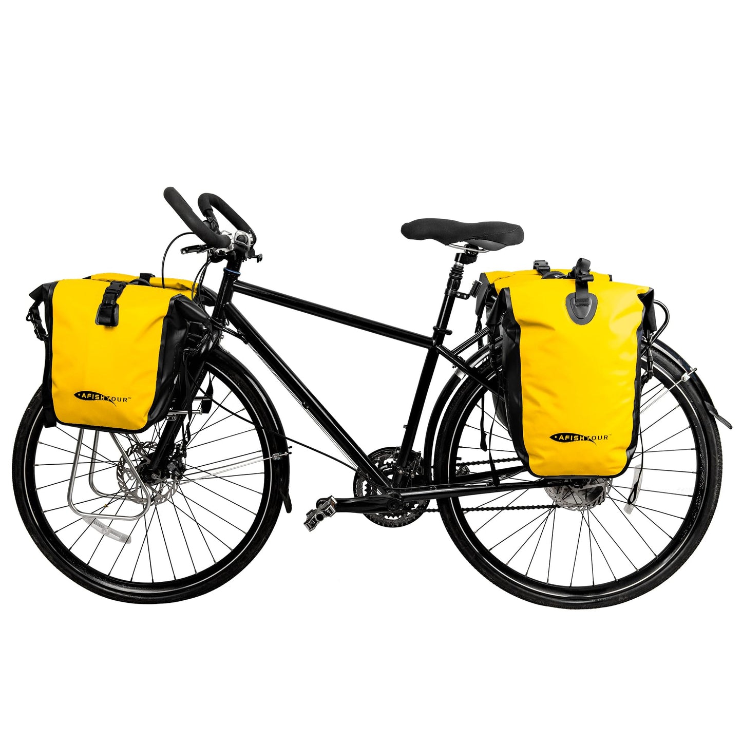 AFISHTOUR Waterproof Bike Panniers  - 15L Saddle Bags for Bicycles Rear Rack - Bike Bag for Grocery, Laptop (Yellow)
