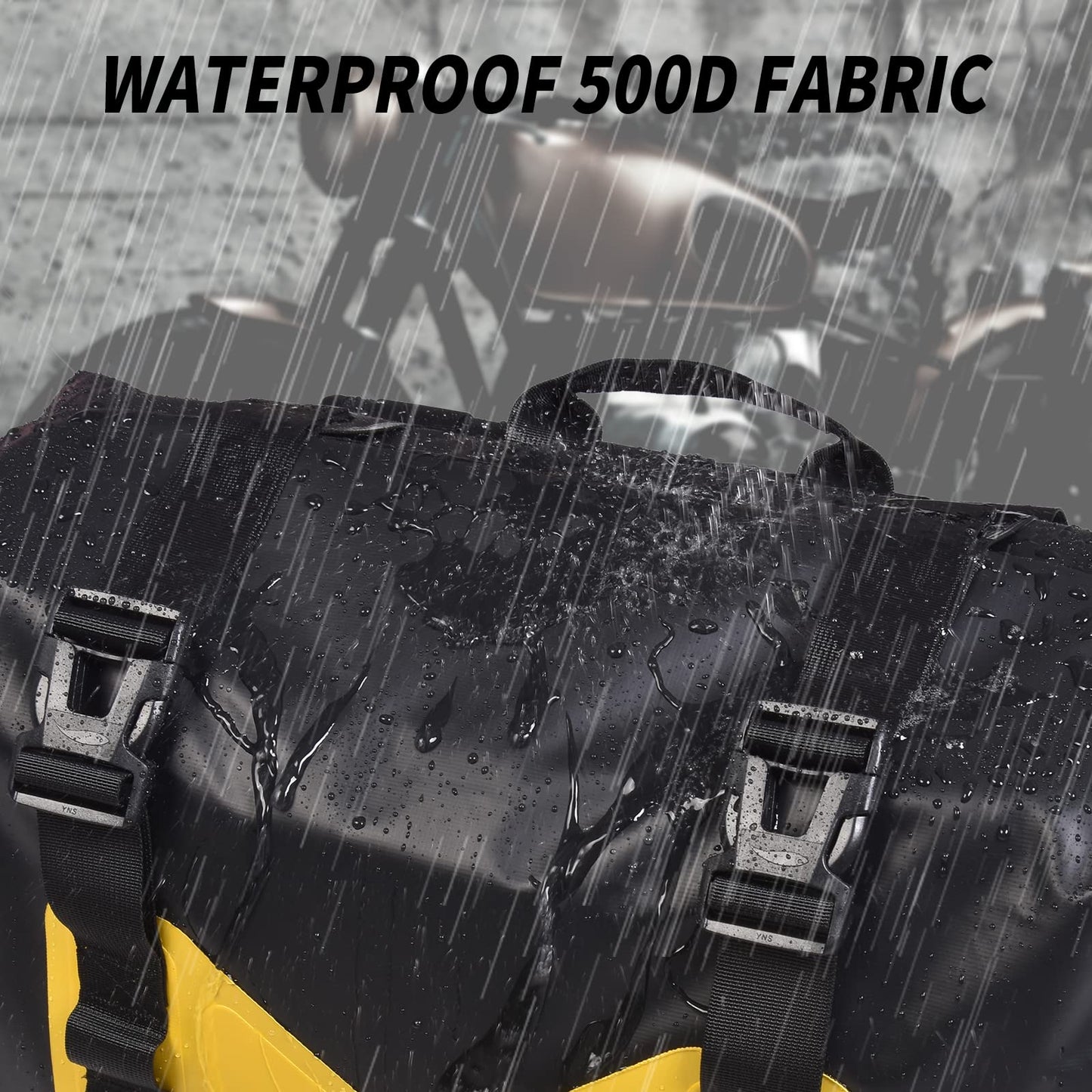 AFISHTOUR Waterproof Motorcycle Saddlebags - 50L Motorcycle Luggage Bags for Motorbike Travel - Motorcycle Panniers - Detachable Bag for Scooter, Honda, Suzuki, Yamaha (Yellow, 2 Pack)